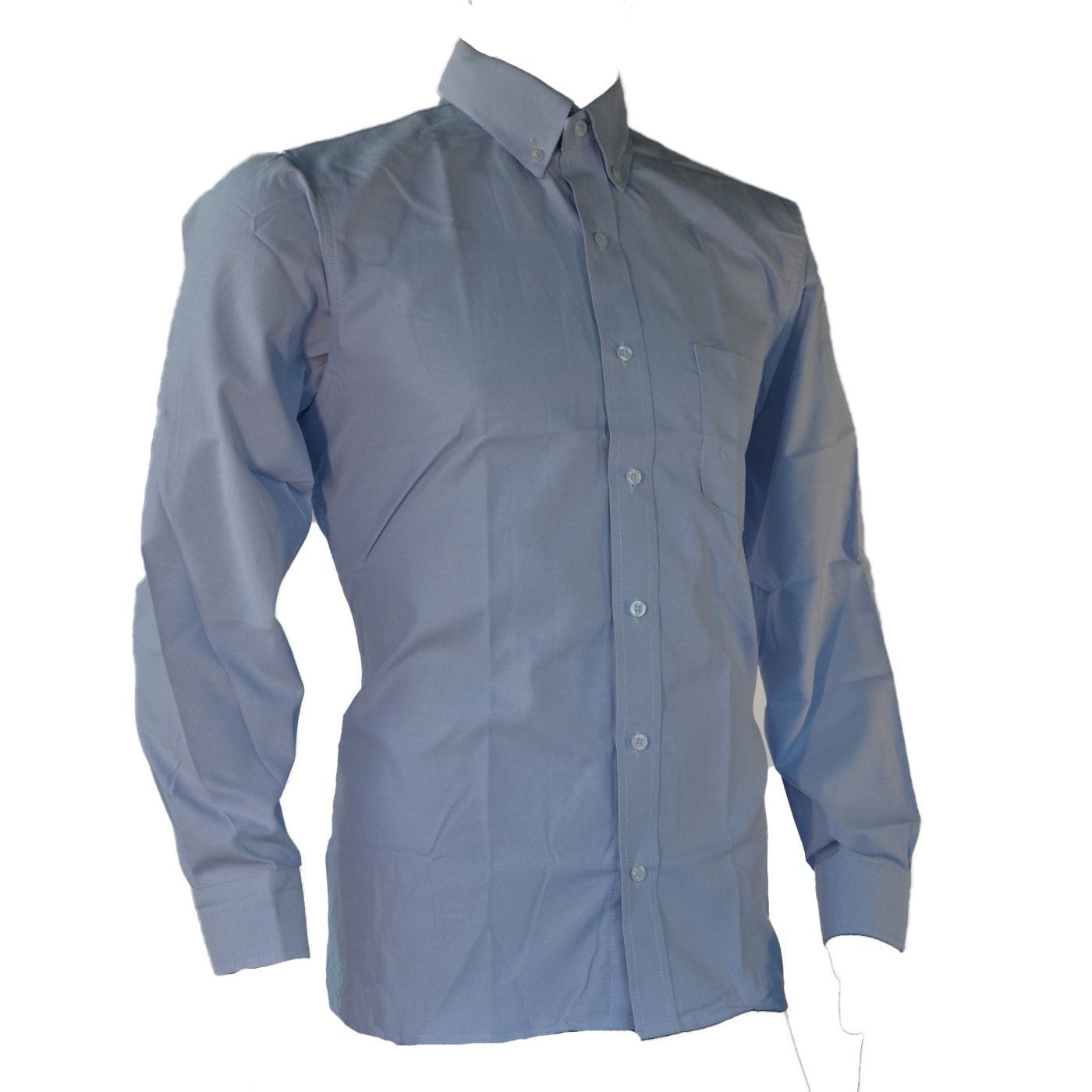 Camisa Oxford para caballero azul celeste, con manga larga y cuello con botones