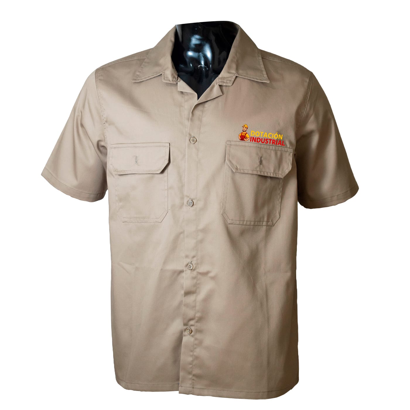 Camisa en Dril manga corta beige